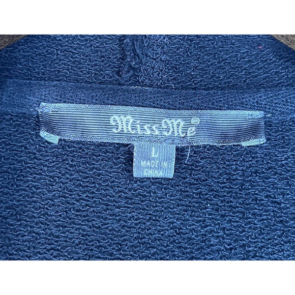 Miss Me Embroidered Sweatshirt Jacket Hoodie Distressed Hem Cotton Womens Large - Picture 16 of 16